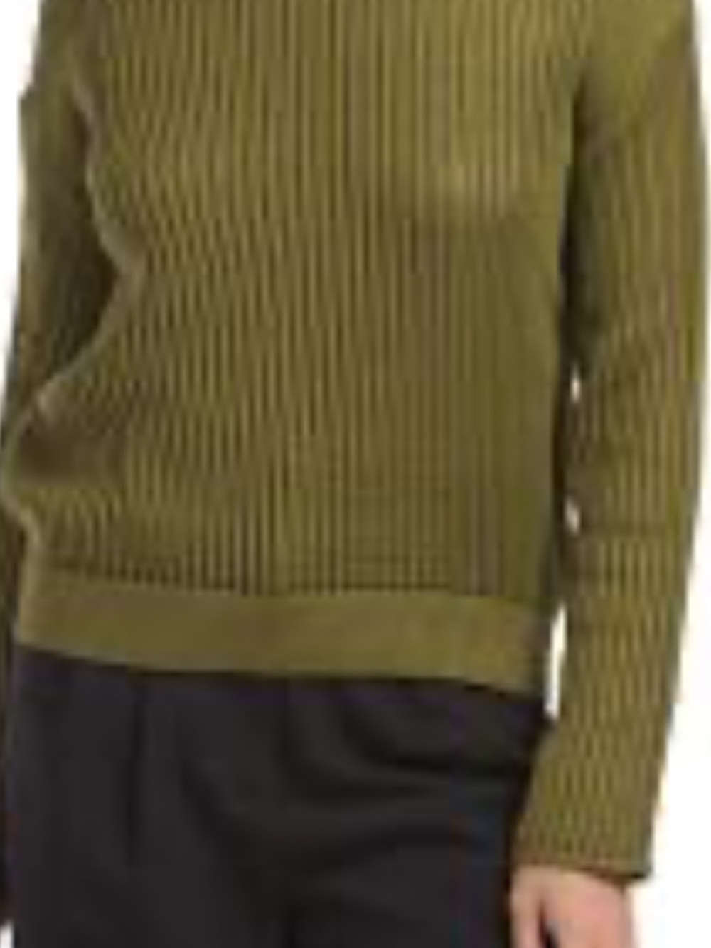 Theory Pima Olive Green Ribbed Boatneck Women’s Sweater, Saturated color! - Picture 2 of 9